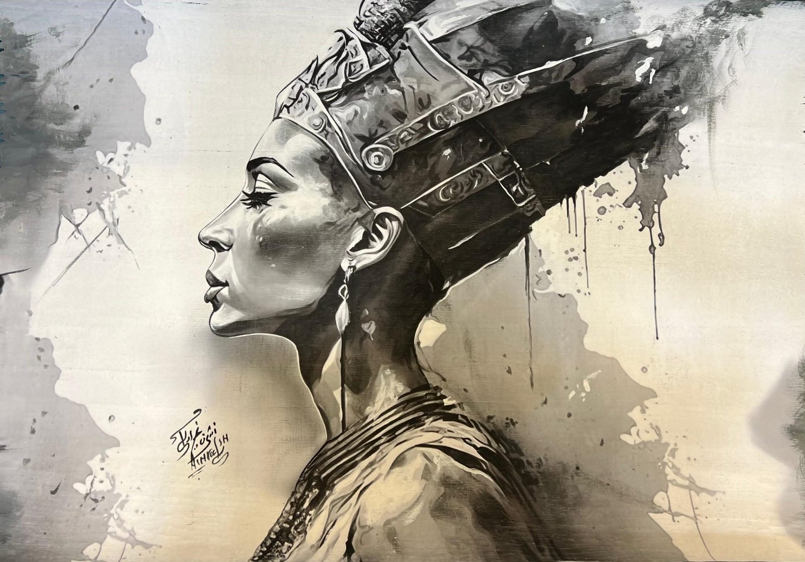 Pharaoh Reclining Face Black Ink